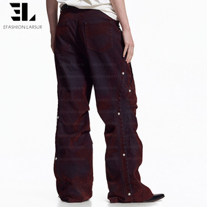 Pantalon en <span class=keywords><strong>jean</strong></span> en velours <span class=keywords><strong>élasthanne</strong></span> <span class=keywords><strong>d</strong></span>élavé et vieilli pour femme, <span class=keywords><strong>avec</strong></span> rivets cloutés et flocage en daim, modèle LARSUR Custom Factory, pour homme et femme - Product Image 4