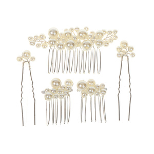 طقم إكسسوارات شعر للعروس، مشط شعر عتيق الطراز مصنوع من الأسيتات مع لآلئ كبيرة - Product Image 6