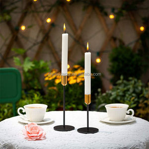 Ensemble de 3 bougeoirs dorés noirs en métal de haute qualité, design romantique pour la maison, centre de table de fête de mariage - Product Image 1