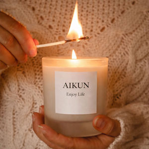 AIKUN - Vaso de Vidrio Esmerilado para Velas Aromáticas, con Paredes Gruesas y Laterales Rectos, para Decoración de Bodas y Regalos, Venta al por Mayor - Product Image 1