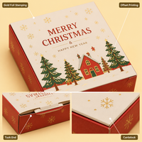 Boîte cadeau de Noël, emballage de Noël personnalisé, carton avec couvercle et base, logo en feuille d'or, conteneur en carton rigide de qualité supérieure
