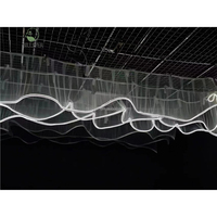 Rideaux de plafond en tissu filet en gros, bandes lumineuses LED, tulle en mousseline, décoration de fête de mariage, forme ondulée, draperie avec bande lumineuse