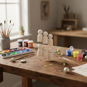 Kit Artigianale Ilan di Bambole in Legno Fai-da-Te 35mm 6 Pezzi per Decorazione - Product Image 1