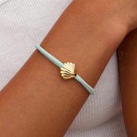 Bracelet en cuir souple fait main Gemnel en argent sterling 925 avec breloque coquillage et poisson, accessoire de vacances d'été