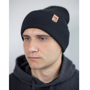 DB Sports Hats Traditional Solid Charcoal Black Cuffed Hat - Product Image 2