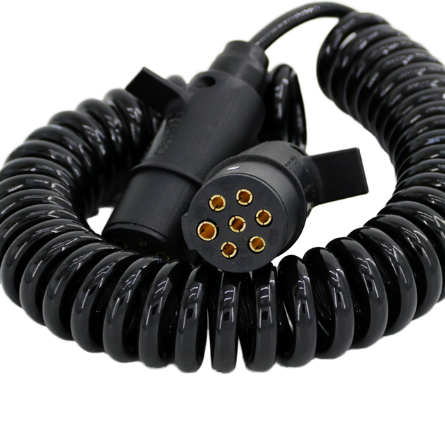 HJYAJZT Black 7 Pin Retractable Crimp Power Cable Truck Trailer Spiral Cable Coiled Cable Semi-trailer Power Helix Cable
