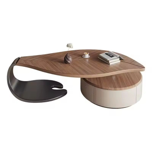 โต๊ะกาแฟวีเนียร์ไม้วอลนัททรงใบไม้ทันสมัย สไตล์หรูหราเบาๆ สำหรับห้องนั่งเล่น ดีไซน์ใหม่ รูปทรงพิเศษ - Product Image 4