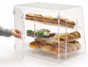 2022 akrilik gıda saklama kutusu ekmek çerez kek donut vitrin fırın kek mağaza özel şeffaf pencere kutusu