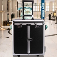 Version améliorée, valise de rangement pour bijoux en aluminium, chariot à roulettes, boîte de présentation pour objets de valeur, pour le rangement de bracelets/boucles d'oreilles/colliers