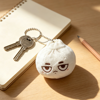 Porte-clés en peluche Grumpy Bun de 8 cm, jouet en peluche doux, pendentif personnalisé en forme de pain vapeur de dessin animé, breloque de sac, cadeau