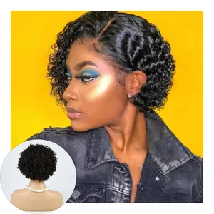 Pixiecut HD Transparent 13 7 Elastic Water Wave 100% Human Hair Lace Front Wig 13x4 Ready To Ship