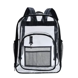 suppliers black grey pink large capacity heavy duty clear pvc backpack mini waterproof fashion see through backpack resistant