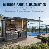 Cuisine extérieure modulaire personnalisée, barbecue, résistant à la rouille, facile à nettoyer, pour terrain de padel, club, villa, patio et complexe hôtelier