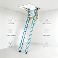 Échelle de grenier manuelle pliable 3,2 m en alliage d'aluminium, gain de place, escalier de loft dissimulé, échelle de trappe montée au plafond
