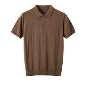Wholesale Price <b>Men</b> Short Sleeve Knitted Sweater Wool Button Knit Polo Shirt Custom Clothing Manufacturers - Product Image 2