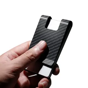 Özel logo ile taşınabilir gerçek karbon fiber manyetik kart tutucu rfid engelleme cüzdan