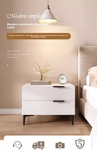 Mesita de Noche Moderna y Sencilla de Madera Blanca Multifuncional con Armario y Pequeño Estante de Almacenamiento para Dormitorio, Nuevo Estilo de Celebridad de Internet - Product Image 6