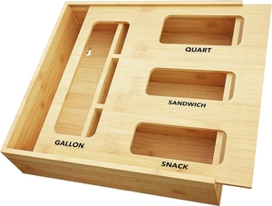 Modern <b>Kitchen</b> Living Room Drawer Bag <b>Storage</b> Organizer Compatible Gallon Sandwich Snack Bags (12.75x12x3 Inches 1 Box 4 - Product Image 1