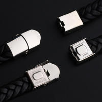 Bracelet en cuir en acier inoxydable pour hommes personnalisé populaire gravure personnelle Bracelet de sac en corde noire accessoires pour hommes