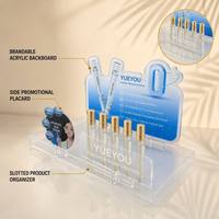 Présentoir de Comptoir Personnalisé Pliable en Acrylique Transparent Découpé sur Mesure avec Fond Façonné pour Sérums et Soins de la Peau &amp;   Ampoule cosmétique