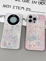 Coque de téléphone portable 360° intégrale en TPU+PC pour iPhone 16/17, motif dessin animé Château de rêve et feux d'artifice, anti-chute, protection caméra, mignonne