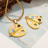 Pendentifs en acier inoxydable coloré pour tableau de dessin, colliers DIY, accessoires mignons en émail titane effet goutte, vente en gros