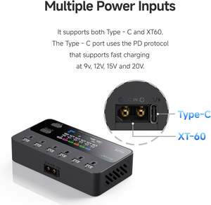 E625 6-Channel 1S <b>LiPo</b> <b>Charger</b>/Discharger Storage 3.70/4.20V Compatible for Tiny Whoop FPV Racing Drone - Product Image 5