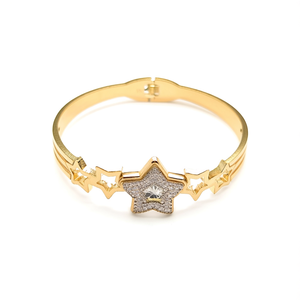 Gold Plated Stainless Steel Star <b>Bracelet</b> With <b>Crystal</b> Center For Women Fashion Jewelry - Product Image 2