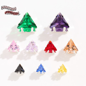 Nantong Triangular Zircon Claw Diamonds 4x4mm Silver Base DIY Jewelry Accessories <b>Crystal</b> Fashion Parts - Product Image 1