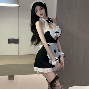 Ensemble de lingerie sexy pour femme, style femme de chambre, écologique, respirant, mignon, avec soutien-gorge, jupe et <span class=keywords><strong>tablier</strong></span> <span class=keywords><strong>coquin</strong></span>, style Kawaii Anime Cosplay, pour fêtes, taille XL - Product Image 3