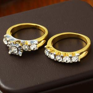 مجموعة خواتم فاخرة مطلية بالذهب من ZhuQian، قطعتان/طقم، مرصعة بالزركون اللامع، خواتم زفاف للنساء، مجوهرات مبهرة - Product Image 4