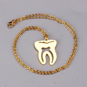 Collares de oro con diseño de dientes médicos para mujer, collar con colgante de aguja para enfermera/doctora, regalo de joyería - Product Image 6