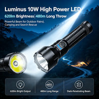 Lampe torche LED 10W haute luminosité en alliage d'aluminium, étanche IP66, batterie 21700, rechargeable par USB, pour camping en extérieur, logo personnalisé