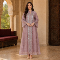 OEM ODM Robe longue kaftan brodée personnalisée pour femmes, manches longues, style modeste du Moyen-Orient