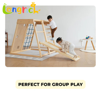 Ensemble d'escalade intérieur en bois pour enfants : Triangle, échelle, arche et toboggan combinés