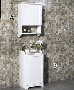 Home Cottage Tenture murale montée <span class=keywords><strong>placard</strong></span> blanc flottant MDF bois <span class=keywords><strong>toilette</strong></span> rangement salle de bain armoire avec porte-serviettes - Product Image 2