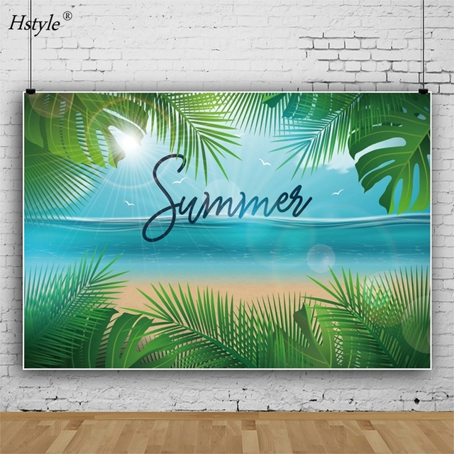 Summer Beach Party Backdrop Tropical Seaside Island Pool Party Photography Background Blue Sea Sky Hawaii Backdrop HS1036