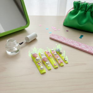 Set di unghie finte personalizzabili con colla in materiale ABS di alta qualità con colla finte finte personalizzabili - Product Image 3