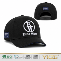 Casquette de baseball vintage 6 panneaux en coton noir délavé avec broderie 3D en relief et logo personnalisé, style Dad Hat, Snapback, Vente en gros OEM ODM