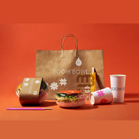 Logo personnalisé Arabe Café à emporter Écologique Jetable Salade Pâtes Spaghetti Nouilles Rond Carré Rectangle Bol en Papier Kraft Avec Couvercle