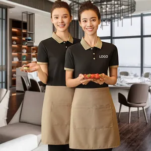 Women's Blouses Shirts Cool Waiters Uniforms Short Sleeve Cafe Bar Work Shirt Kitchen Waitress Uniform Restaurant