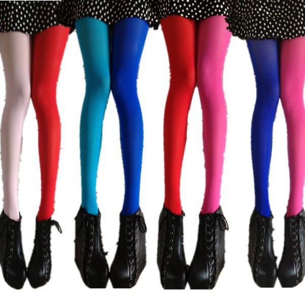 European American Solid Women's Pantyhose Left Right Leg Nylon Velvet  Quick Dry Candy Color