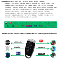 ABS Acrylique 4 Touches Duplicateur Universel Sans Fil RF 433mhz Télécommande Électrique Porte Portes Garage Porte Clone