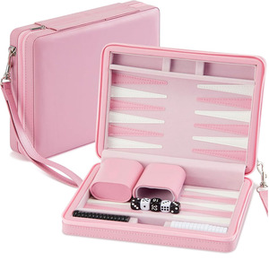 Jeu <span class=keywords><strong>de</strong></span> backgammon <span class=keywords><strong>de</strong></span> voyage <span class=keywords><strong>de</strong></span> <span class=keywords><strong>couleur</strong></span> rose, jeux <span class=keywords><strong>de</strong></span> société, backgammon portable, étui en similicuir, jetons magnétiques, jeu <span class=keywords><strong>de</strong></span> stratégie classique - Product Image 1