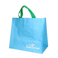 Sacs fourre-tout en polypropylène tissé laminé avec impression de logo de marque personnalisée et poignée en sangle renforcée