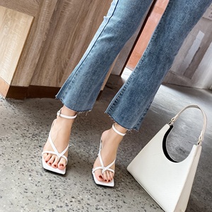 Sandalias de Tacón Alto con Punta Cuadrada, Moda Europea y Americana, Estilo Blogger, Primavera-Verano 2025, Tallas 35-42 - Product Image 3