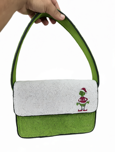 Sac de soirée en coton perlé avec chaîne, pochette à rabat, sac cadeau de fête, coquillage scintillant, mode - Product Image 1