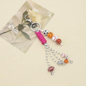 Custom Sport Polyester Key <b>Chains</b> with Braided <b>Rope</b> Baseball & Football Charms Purse/Toy Design for Bags - Product Image 3