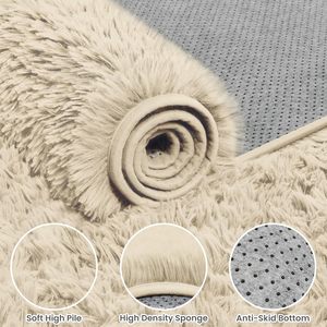 White Fluffy Soft Plush <strong>Cream</strong> Non-Slip Shaggy Area <strong>Rugs</strong> for Bedroom Living Room <strong>Large</strong> Carpet - Product Image 4