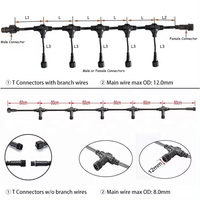 Connecteur électrique étanche de type T 2 broches 3 broches IP65 IP67 mâle femelle Prise intelligente pour éclairage LED Câble Connecteur en T avec fil